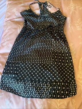 ROXY Black & White Triangle Print Halter Dress